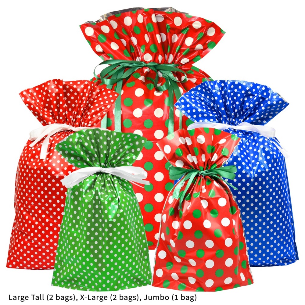 Polka Dot Gift Bags Set - Red, Green, Blue - Picture 3 of 9